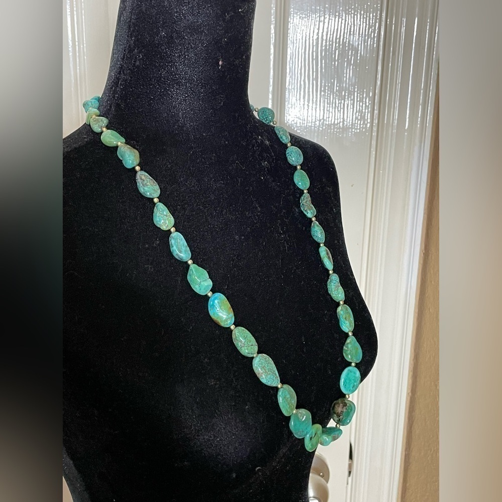 Chunky statement Authentic turquoise boho necklace, 32”​​​​​​​​​​​​​​​ - Picture 6 of 11